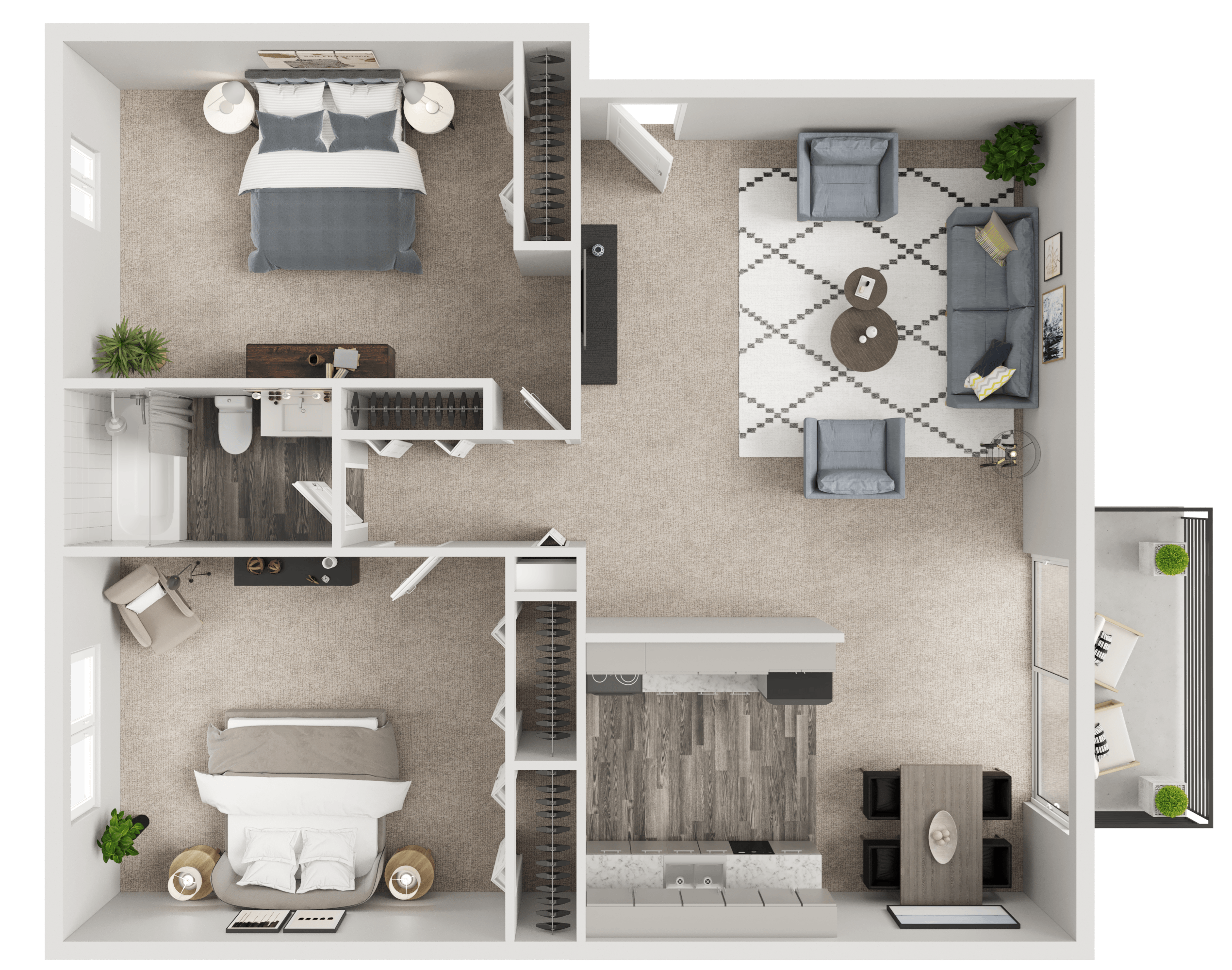 Two Bedroom One Bath floor plan